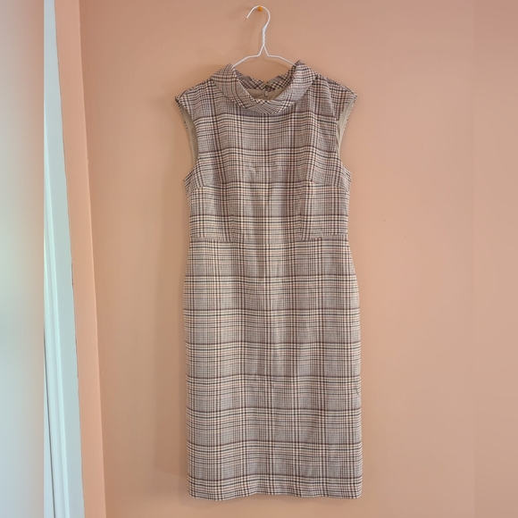 NWOT Ann Taylor Factory Cream Plaid Dress 🌷🌴 - Picture 2 of 13